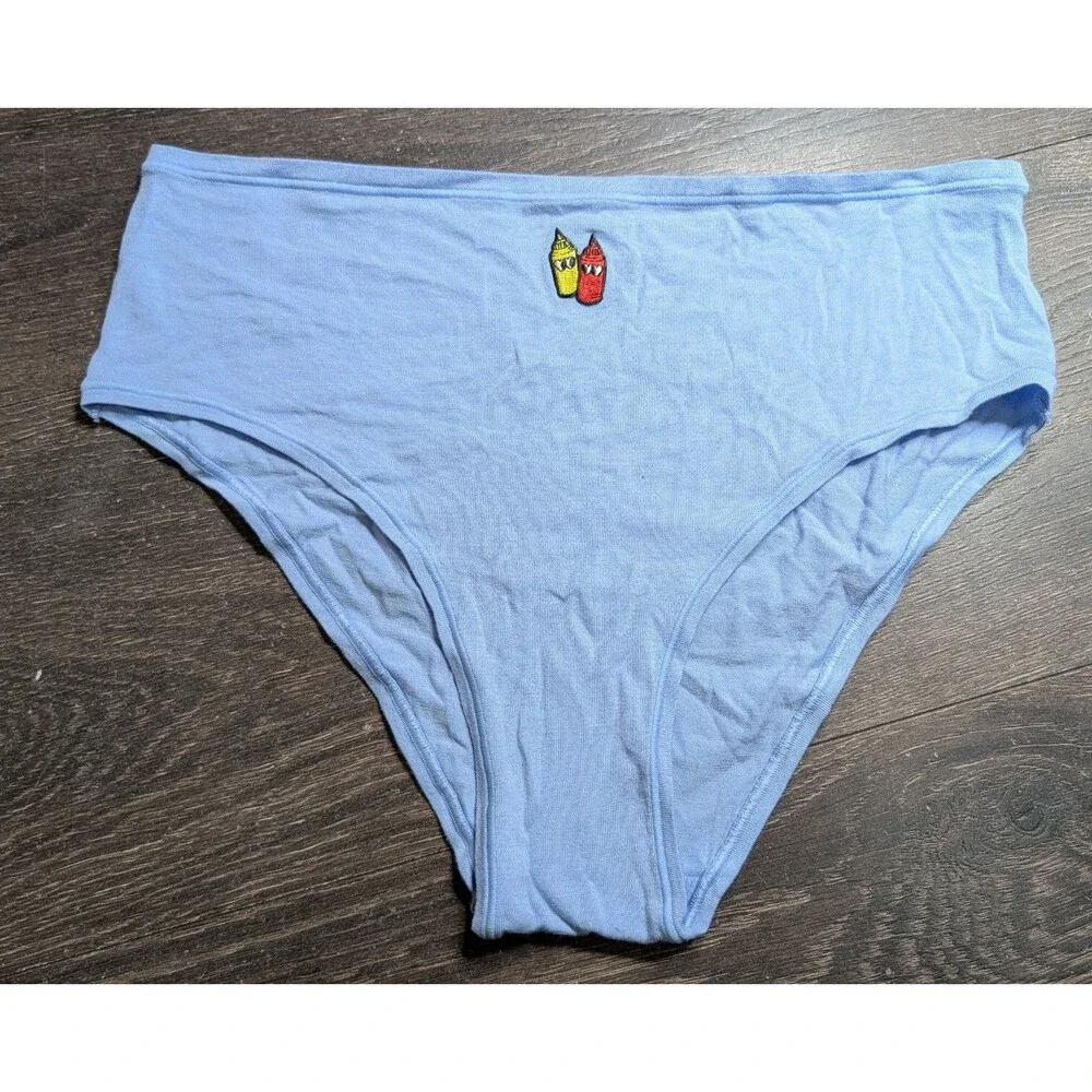 Victoria's Secret Pink Logo Light Ketchup Mustard Panties XXL Blue (429D